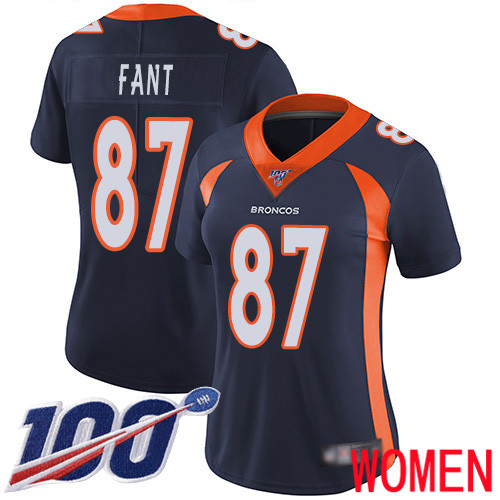 Women Denver Broncos #87 Noah Fant Navy Blue Alternate Vapor Untouchable Limited Player 100th Season Football NFL Jersey->women nfl jersey->Women Jersey